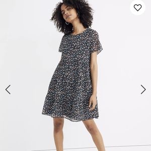 Short-Sleeve Tiered Mini Dress in Spring Prairie